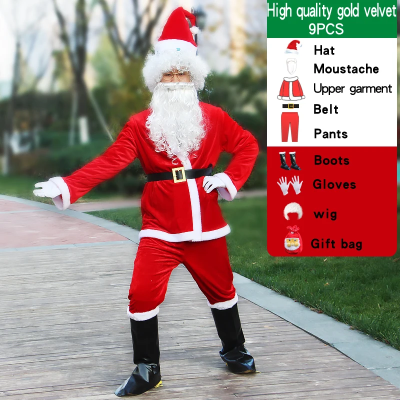 Costumes White Men's Adult Dress Suit Costume Cosplay Santa Claus Dress Fancy Dress Adult Men Suit Christmas Santa Claus Kids