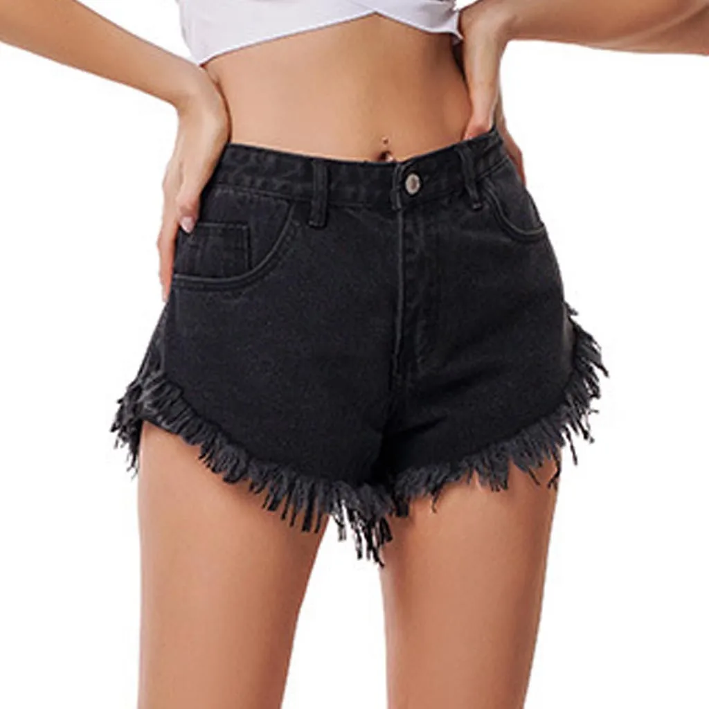 JAYCOSIN Women Jeans Denim Shorts Casual Tassel High Waist Mini Pants Summer Fashion Ladies zipper denim trousers vaqueros mujer | Женская