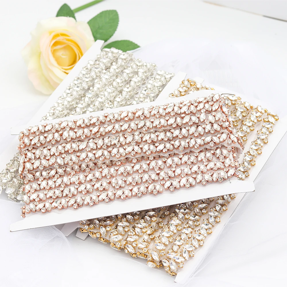 YANSTAR оптовая продажа 5 ярдов тонкий горный хрусталь аппликации отделка для