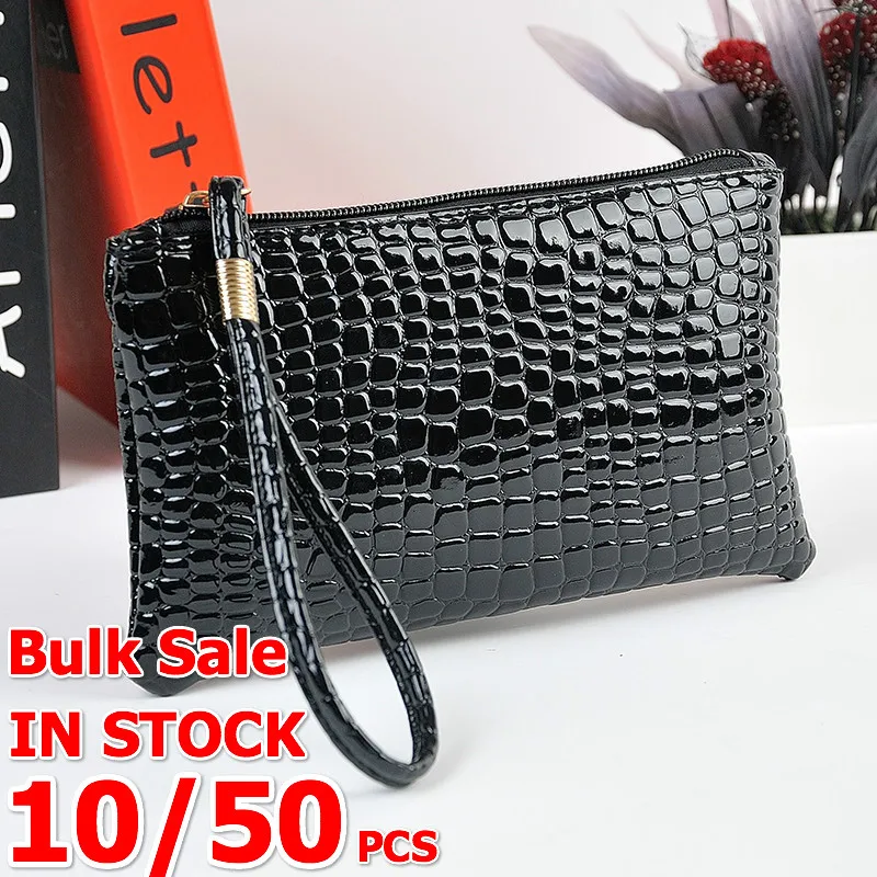 

10/50pcs/lots Wholesale Bulk Sale Company Wedding Promotion Gifts Women Fashion PU Coin Purse Zip Around Wallet Holders Handbag