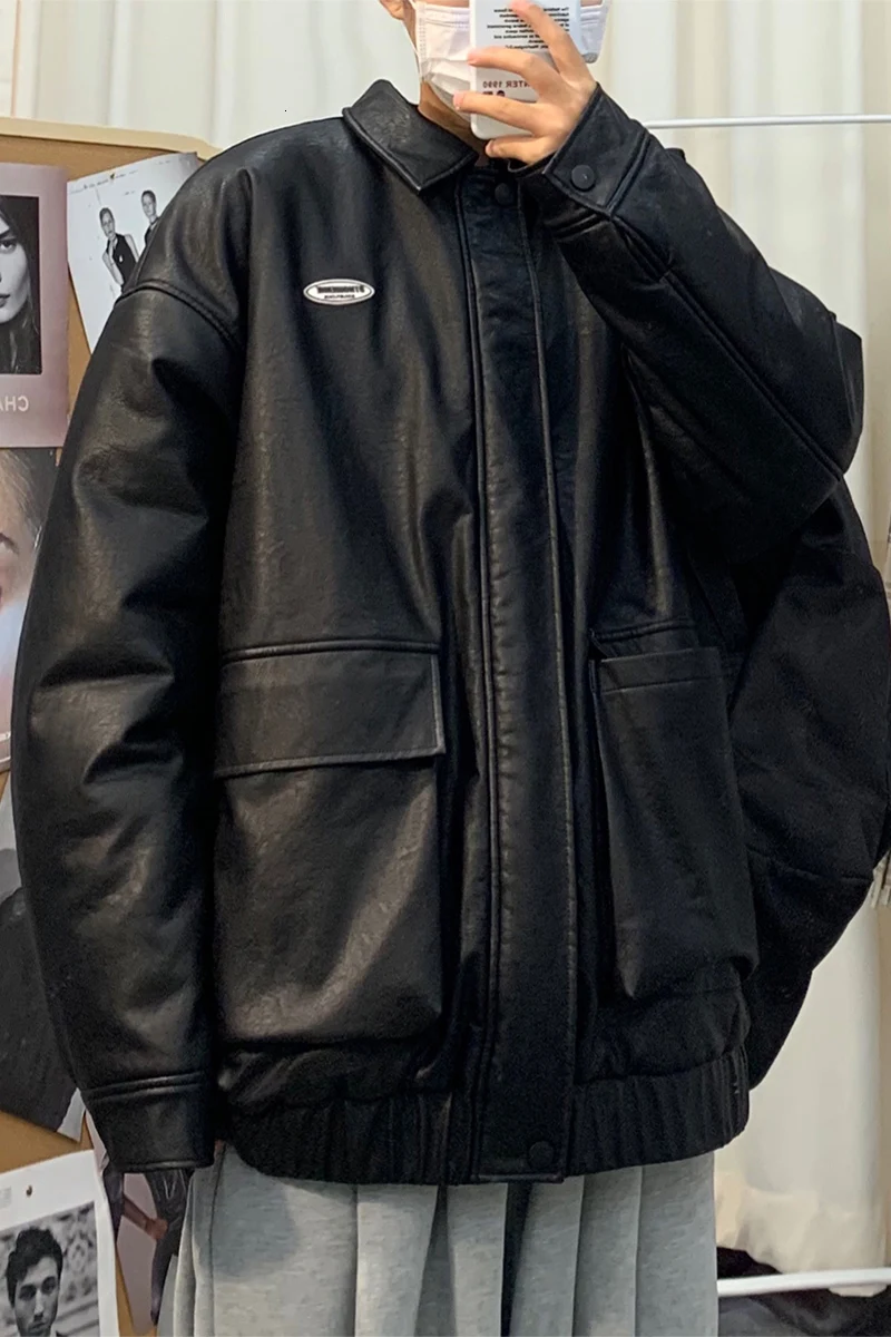 

2019 Autumn And Winter New Korean Version Of The Trend Of Leather Clothing Fashion Casual Solid Color Thick Wild Jacket Black