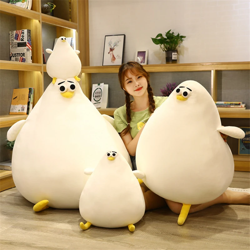 

26-40cm Giant Round Soft Seagull Plush Pillow Fluffy Lazy Sofa Living Room Decoration Nice Plush Toy For Kids Surprise Gift