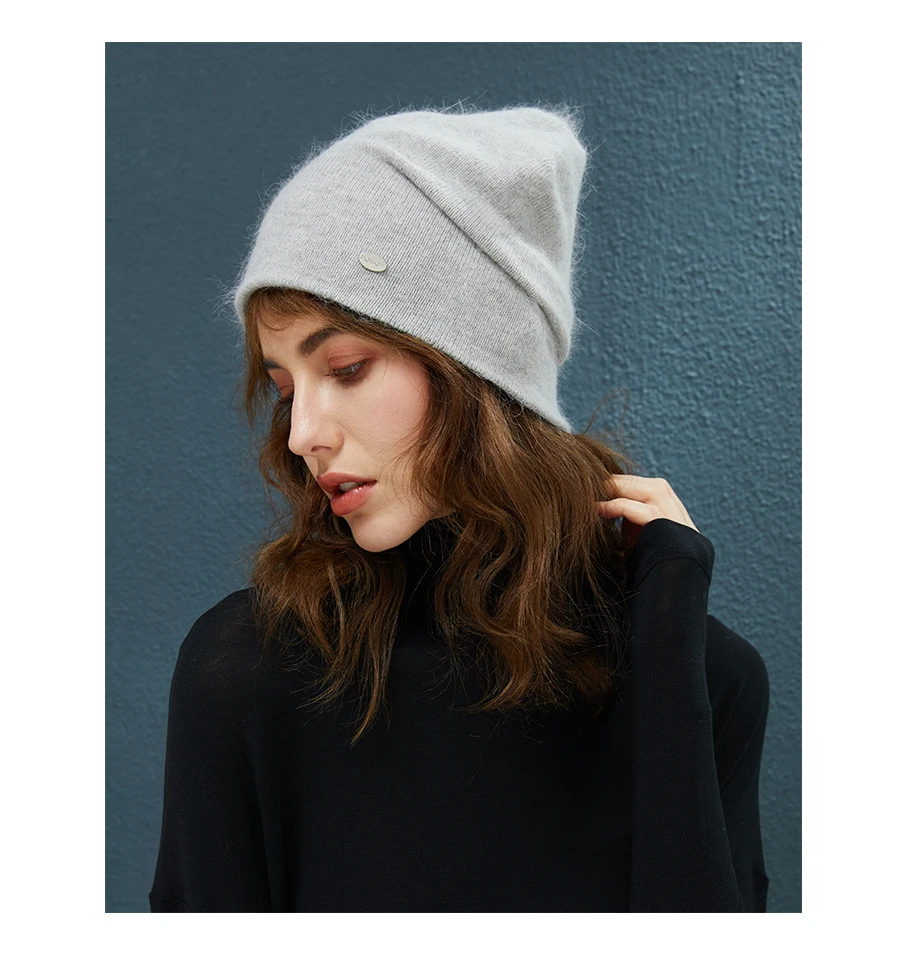 Female Beanies Rabbit Hair Winter Hats For Women Casual Autumn Knitted Beanie Girls New Fashion High Quality Soft Wool Hat