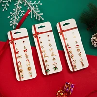 8pcs happy new year christmas tree elk pearl stud earrings set jewelry cute snowman snowflake earrings for women girls 2022 gift
