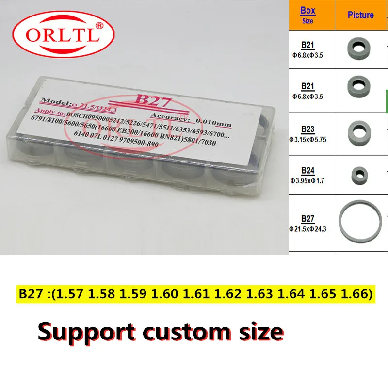 

ORLTL пользовательская прокладка B27 1,57 мм ~ 1,66 мм регулировочные шайбы форсунок с общей топливной магистралью ремонтные наборы B27 для Denso 50 шт./к...