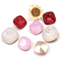 jewelry making high quality crystal glass fat square shape pointback opal rhinestones glue on naildressclothing