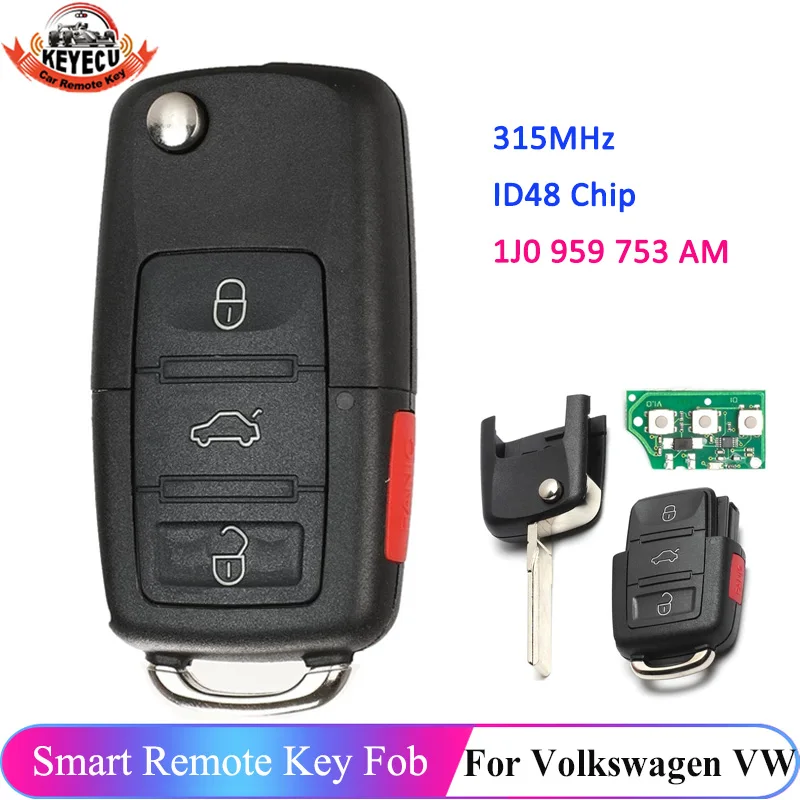 Автомобильный пульт дистанционного управления KEYECU 1J0959753AM 1J0 959 753 AM Для VW Beetle Golf