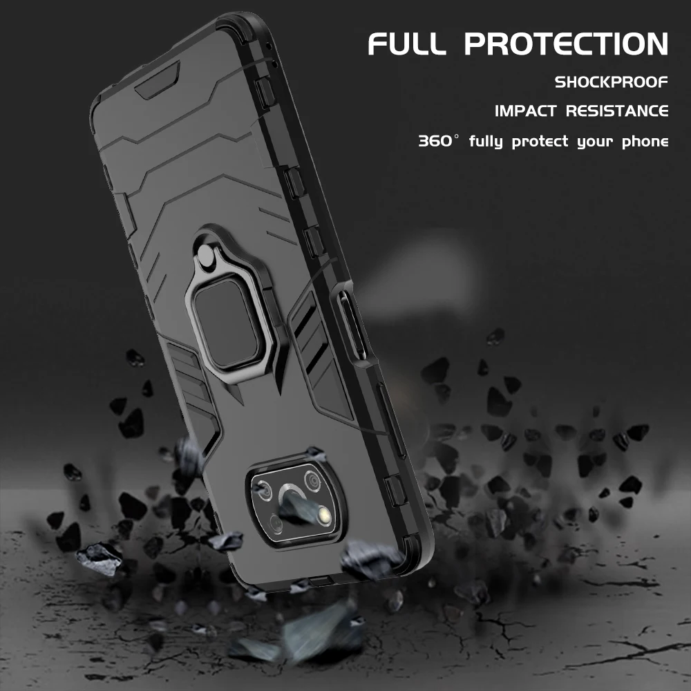 shockproof case for xiaomi poco x3 pro nfc poco f3 x3 gt poco m3 pro 5g poco f2 pro pocophone f1 hard casing with ring holder free global shipping