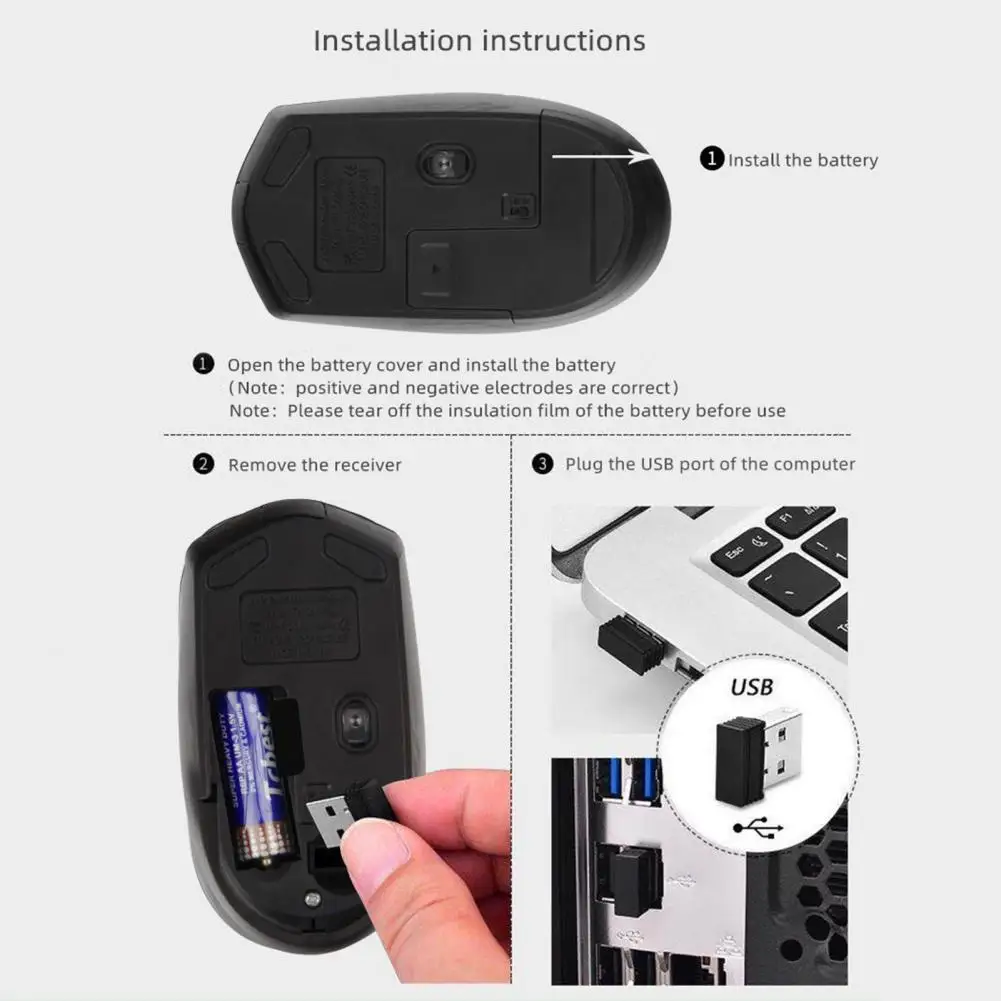 

2.4GHz Universal Portable Wireless Mute Mouse Office Desktop Computer Supplies