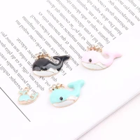10pcs cute rhinestone whale enamel charms gold color alloy ocean pendants fit earrings bracelet diy material jewelry accessories