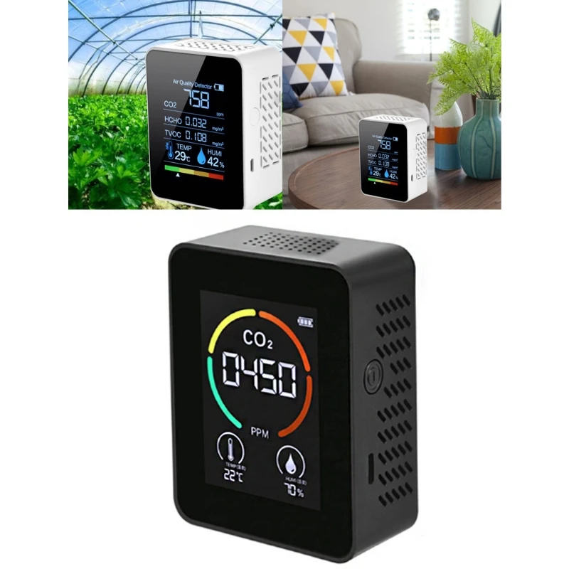 

Indoor Digital CO2 Meter Formaldehyde Detector Air Analyzer Carbon Dioxide Meter Multifunctional Air Quality Monitor