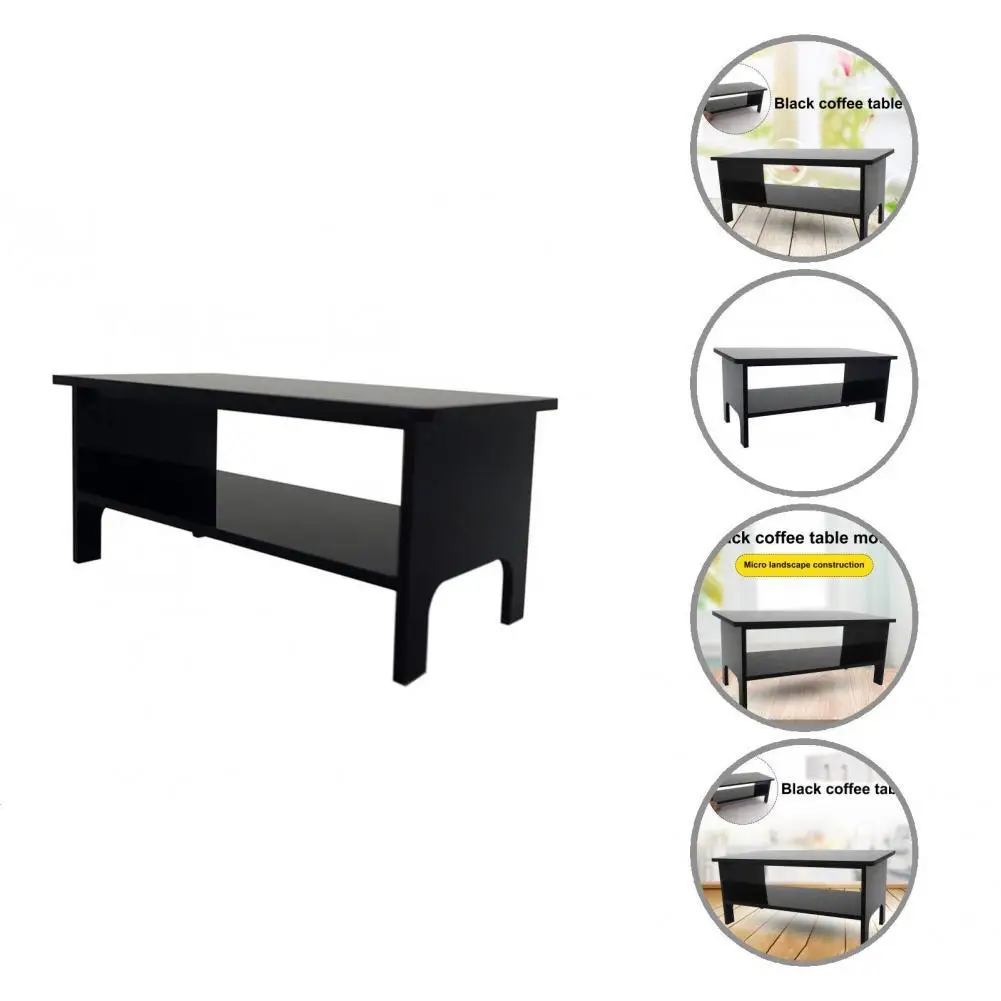

Helpful Lightweight Comfortable Hand Feeling Dollhouse Black Coffee Table Miniature Coffee Tea Dining Table Toy