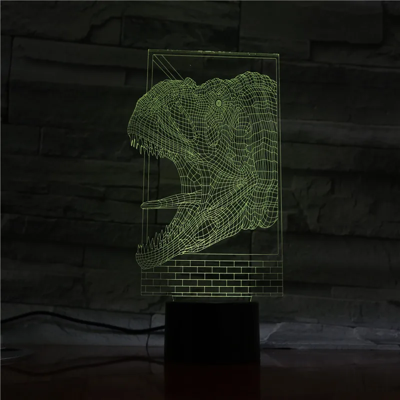 Hot 3D LED Lamp Illusion Night Light Novelty Dinosaur Head Lights USB luminaria Multicolor Creative Friends Kids Birth Gift 1339 | Освещение