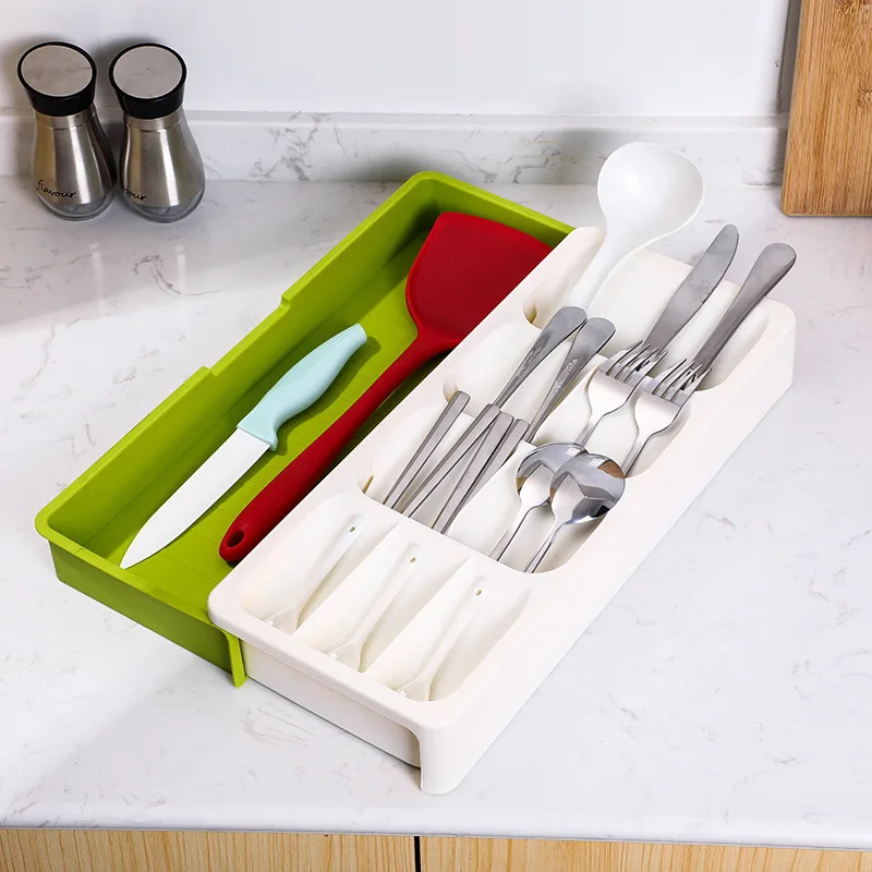 

Expandable Cutlery Organizer Drawer Partitioned Storage Container Cutlery Tray Kitchen Tools Drawer Cutlery Classify Storage Box