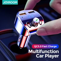 joyroom fast car charger fm transmitter modulator bluetooth 5 0 handsfree car kit audio mp3 player with qc3 0 dual usb adapter