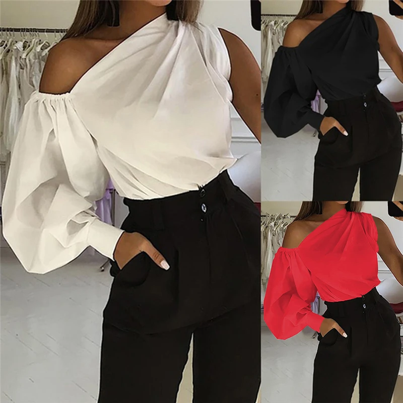 

Sexy Off Shoulder Women Office Shirts Celmia Fashion Long Sleeve Blouse Casual Loose Tops Lady Elegant Blusas Plus Size Femme