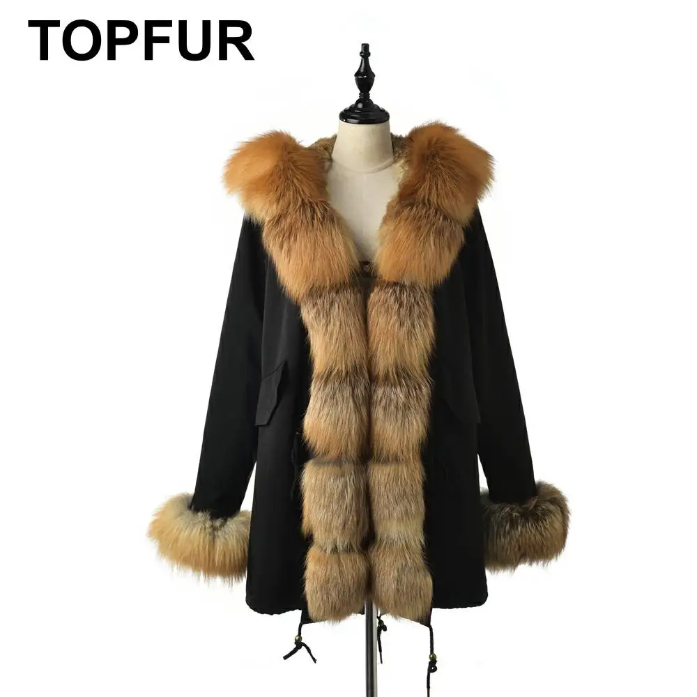 TOPFUR 2020 модное пальто из натурального меха женское красное лисьего с меховым