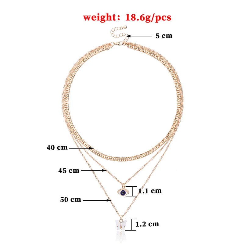 

Bohemian Vintage Devil Pendant Necklaces Fashion Turkish Evil Eyes Multilayer Necklaces for Women Choker Beads Party Jewelry New
