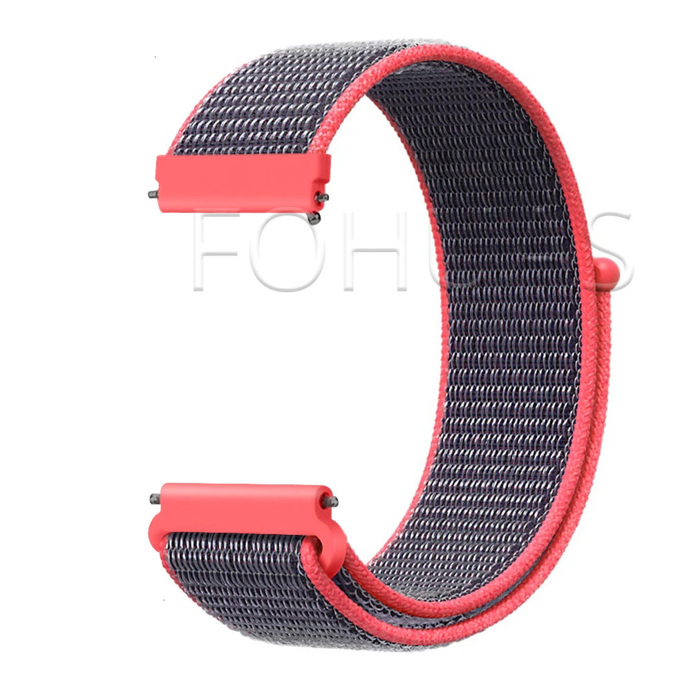 Electric Pink Нейлоновый ремешок 20 мм 22 мм для Xiaomi Amazfit Gtr 47 мм samsung Galaxy Watch 42 мм 46 мм Active gear S3 классический ремешок HUAWEI WATCH 2 Pro - Цвет ремешка: Electric Pink