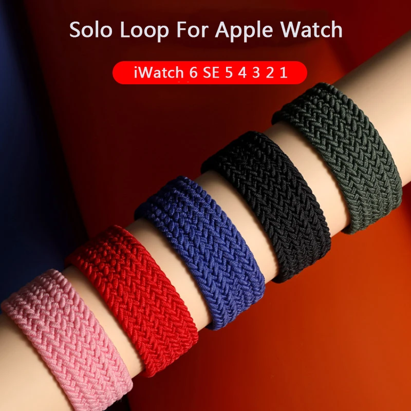 

Braided Solo Loop Nylon fabric Strap For Apple Watch band 44mm 40mm 38mm 42mm Elastic Bracelet for iWatch Series 6 SE 5 4 3 belt