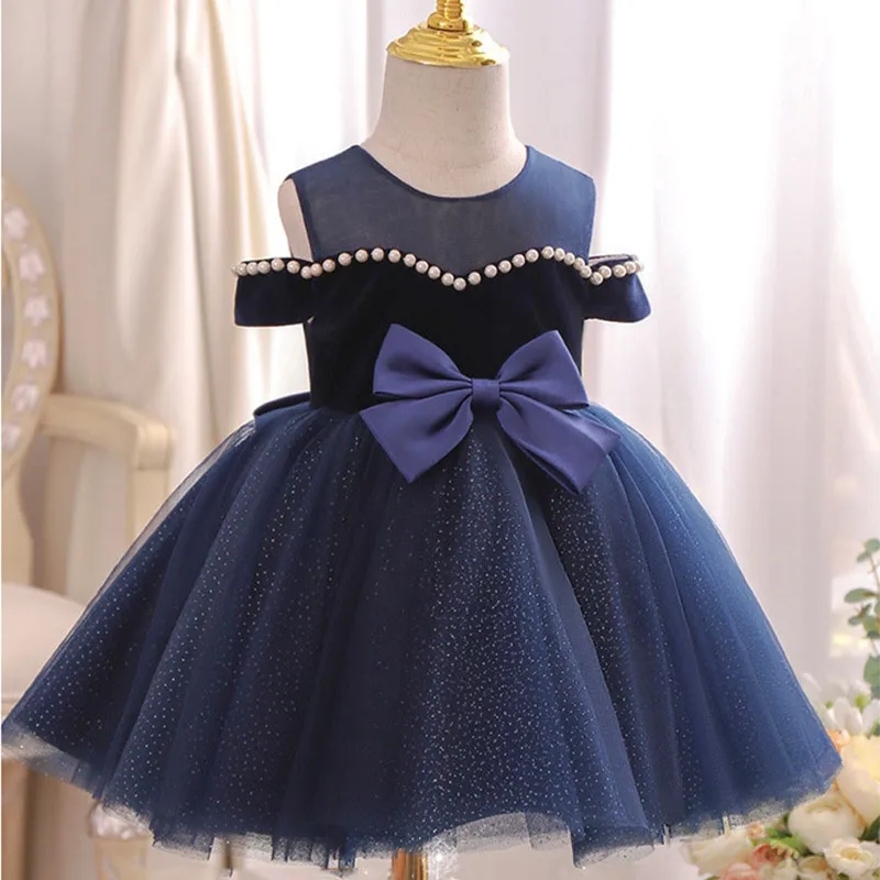 

Elegant Sequins Dress For Young Girls Kids Girl Plain Beading Bowknot Ball Gowns Child Princess Boutiques Infant Pageant Frocks