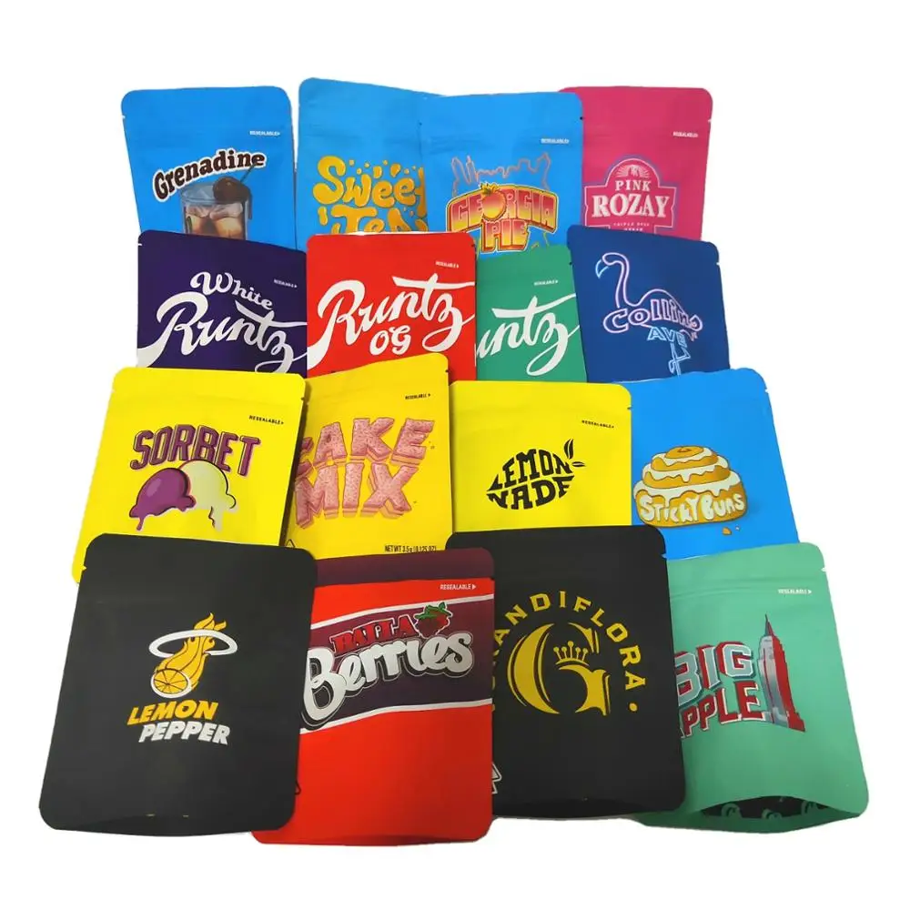 

Smell Proof Mylar Bags Ziplock Stand Up Matte Resealable Airtight Zipper Pouches Cookies 3.5g Aluminum Foil Packaging