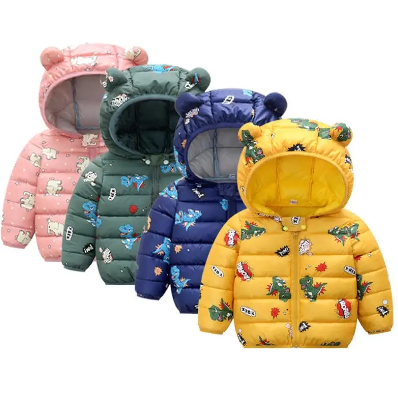 Детское хлопковое пальто детская пуховая куртка с мультяшным рисунком для