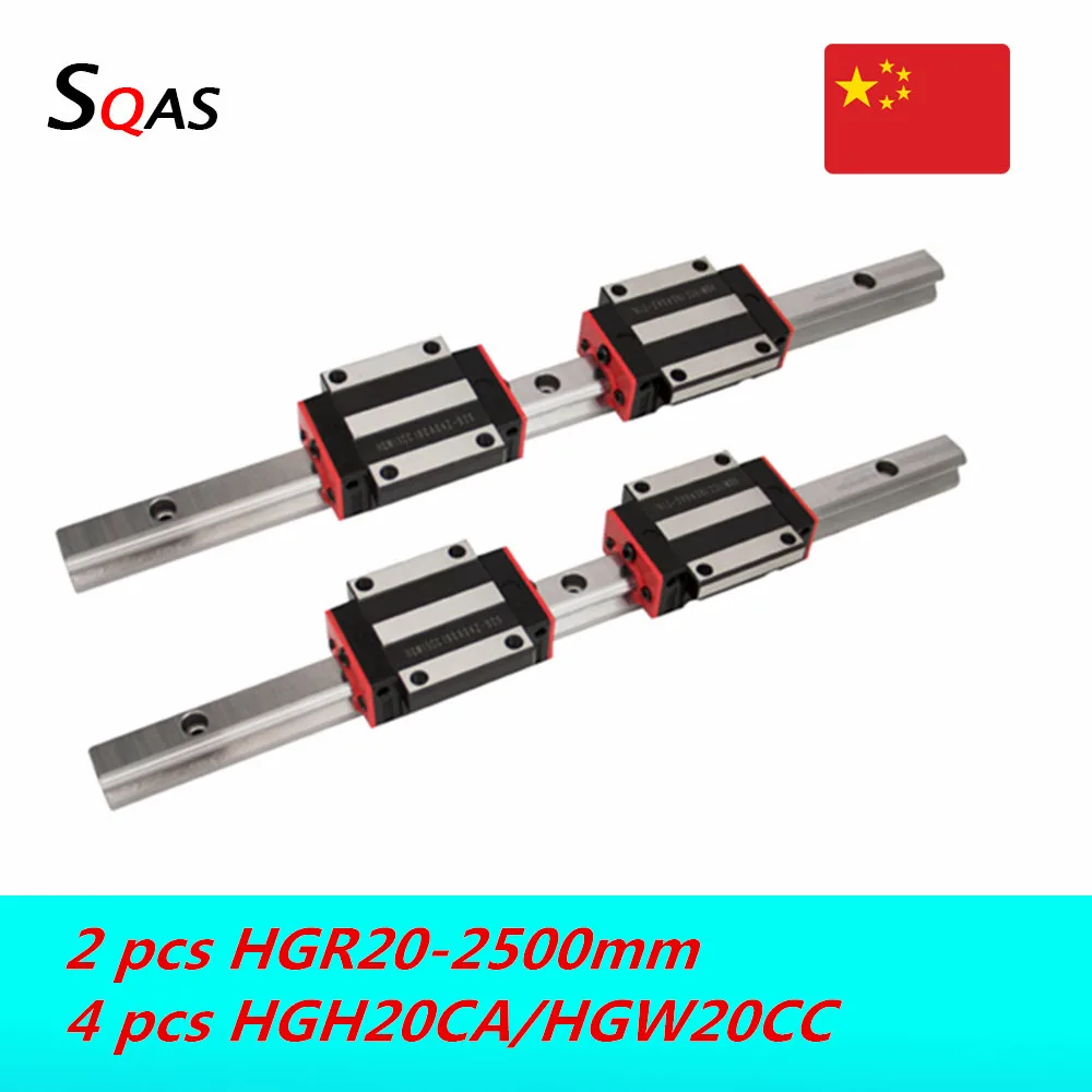 

Быстрая доставка CNC квадратная направляющая линейная направляющая 2 шт. 2500 мм HGR20 линейная направляющая + 4 шт. HGH20CA /HGW20CC каретки слайды для ЧП...