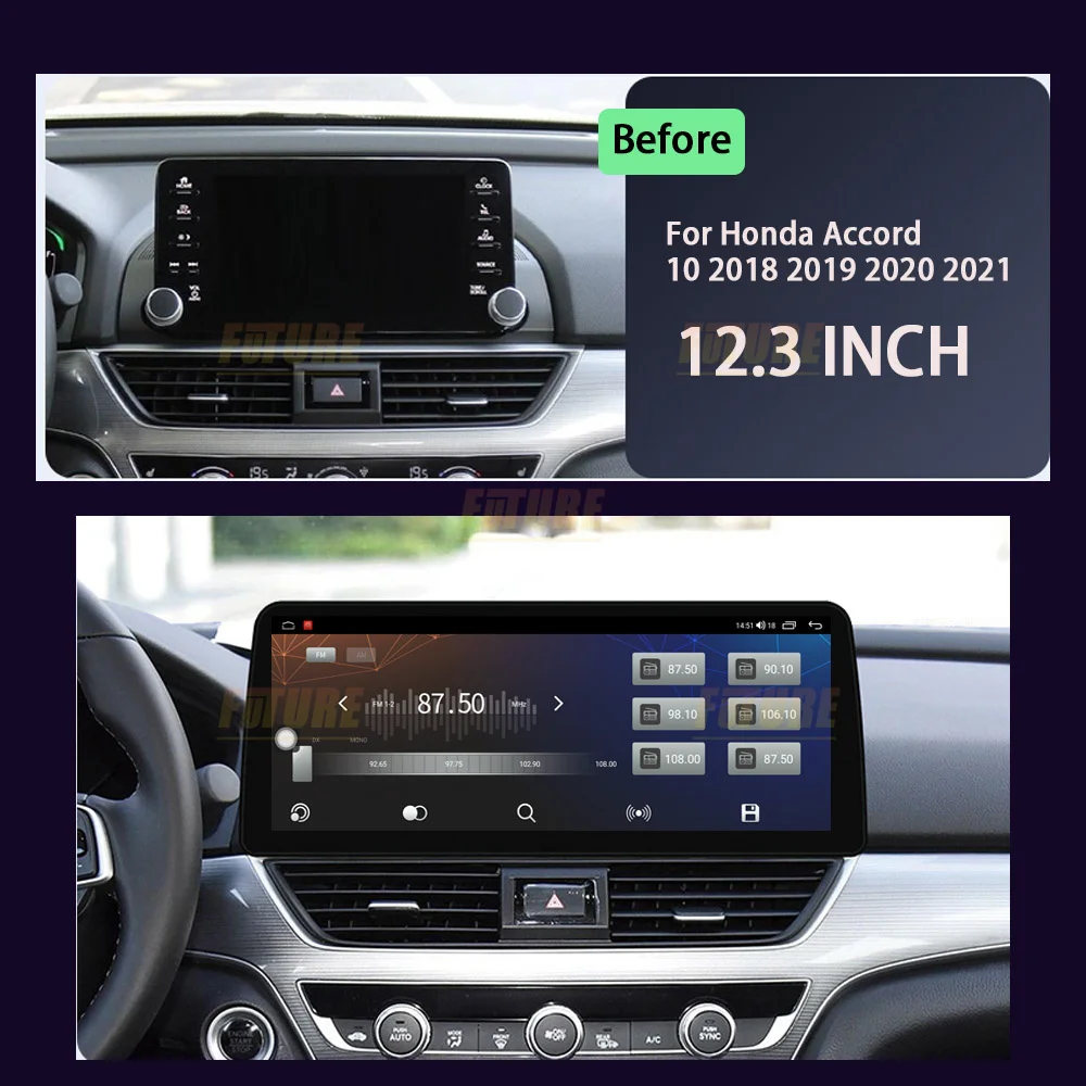 Автомобильная Мультимедийная система 6 + 128G для Honda Accord 10 2018 Android 11 с сенсорным IPS