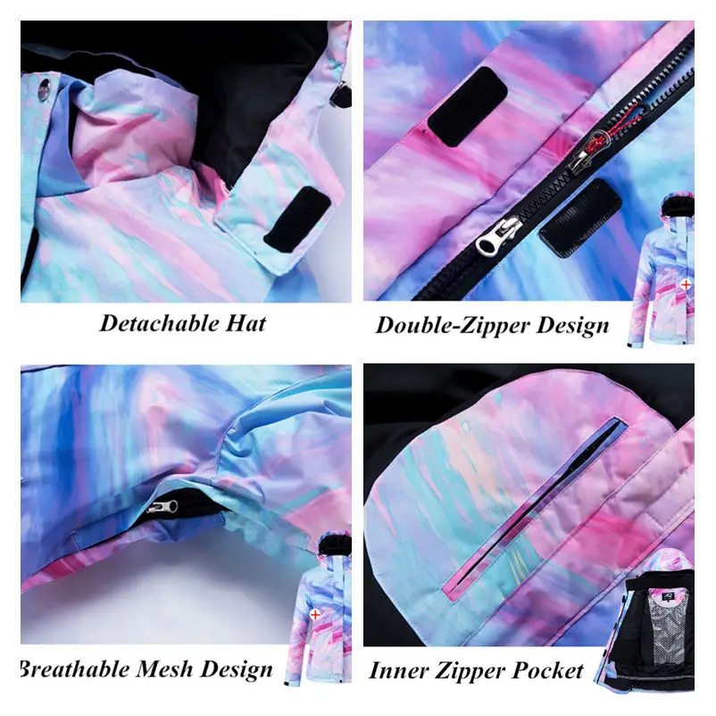 Женский лыжный костюм зимний ветрозащитный водонепроницаемый плотный теплый