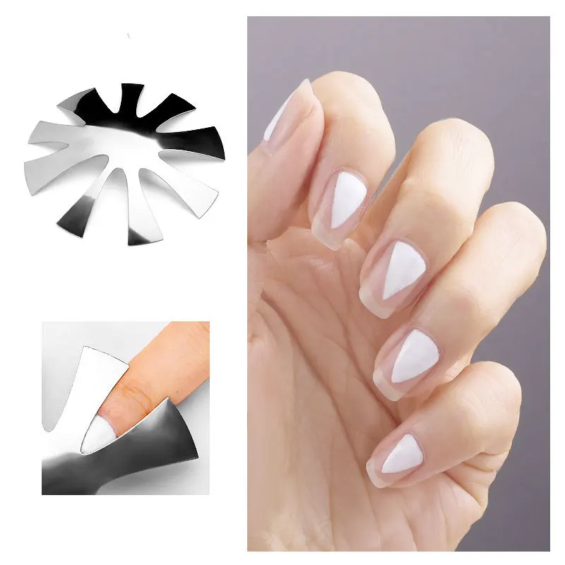 

1PC 9 Sizes Easy French Smile Cut V Line Almond shape Tips Manicure Edge Trimmer Nail Cutter Acrylic Pink White French Nails