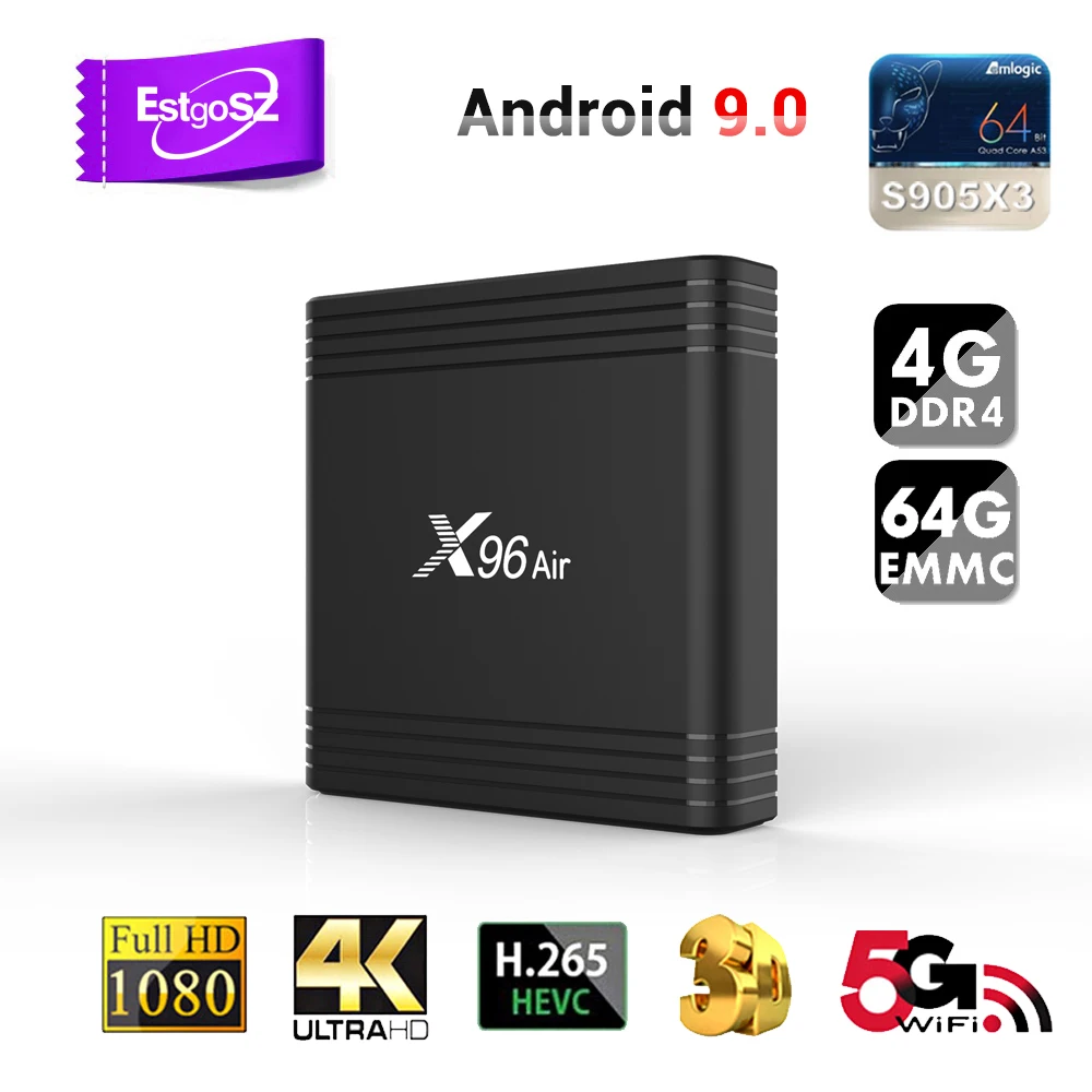 EstgoSZ X96 Air Smart tv Box Android 9 0 Amlogic S905X3 4 Гб 64 поддерживает двойной Wi Fi Bluetooth HDMI2.1 4K
