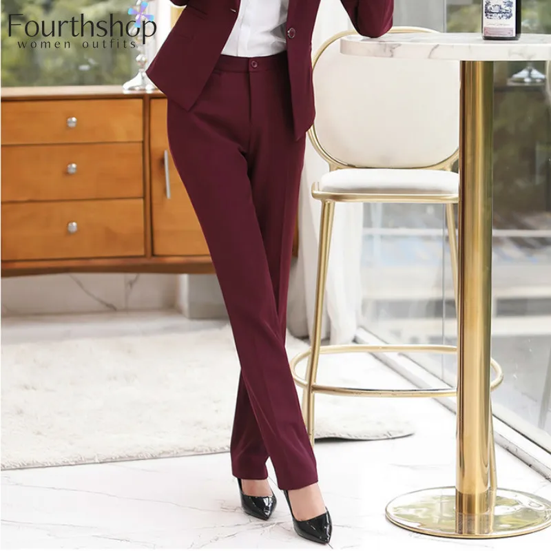 Женские деловые брюки модные повседневные Прямые для офиса большие размеры