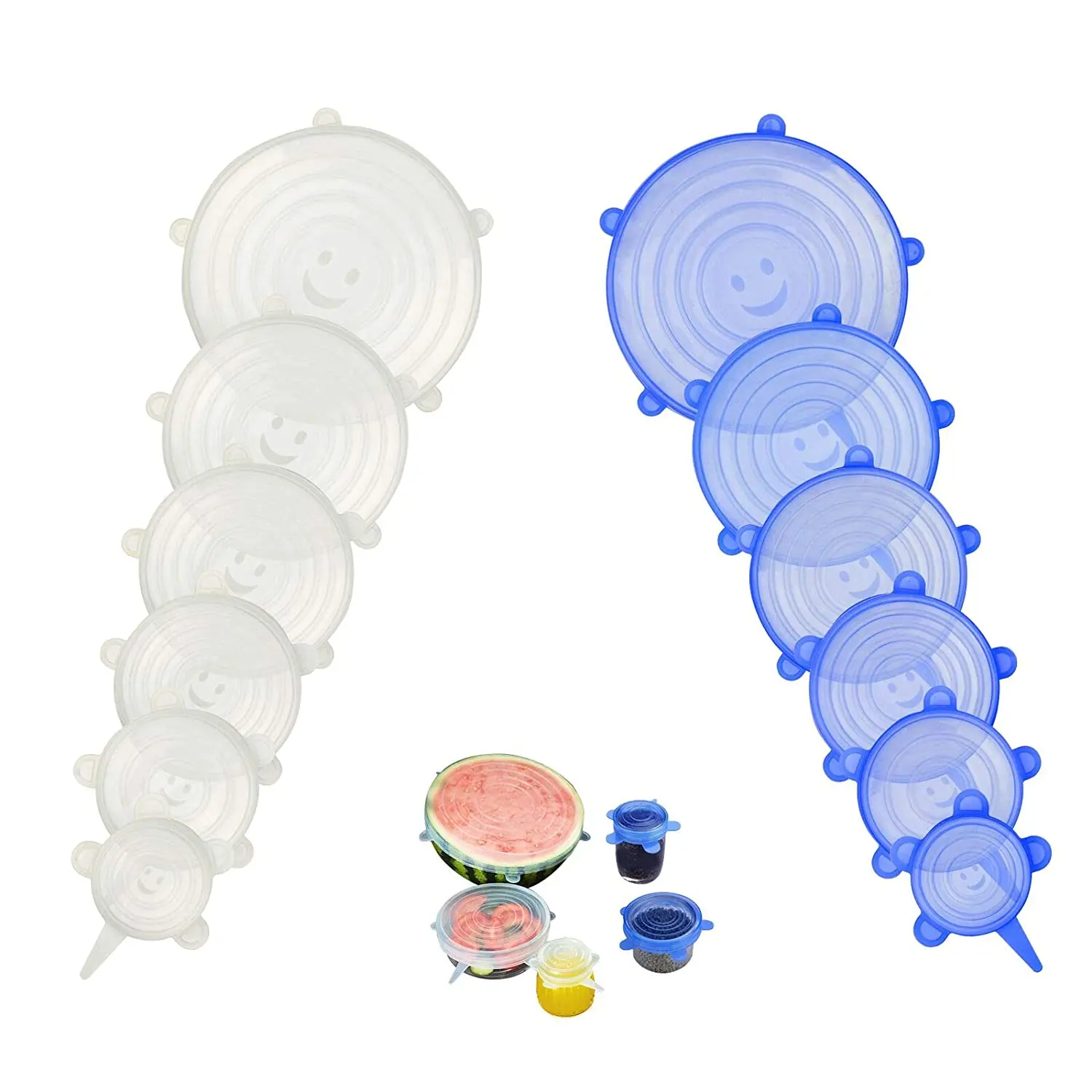 120 шт Силиконовые растягивающиеся крышки различных размеров для хранения