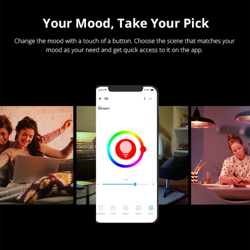 Умные светодиодные лампы SONOFF 9 Вт E27 с регулируемой яркостью лампа таймером и RGB