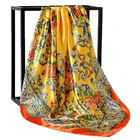 Шелковые шарфы весна-лето, женский большой квадратный шарф с принтом, солнцезащитные Шали, женский модный маленький шейный пляжный хиджаб, бандана