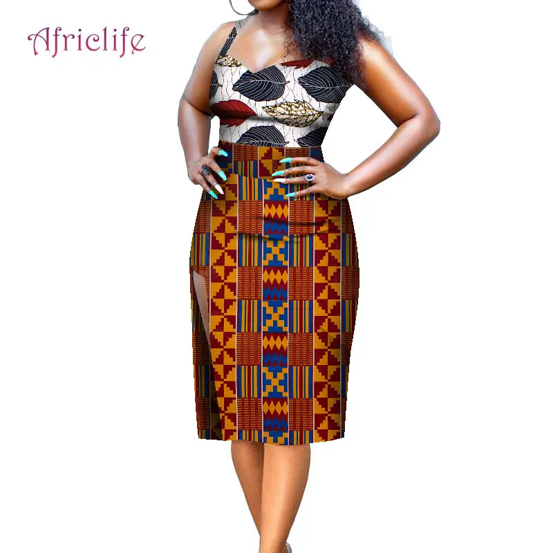 

Summer African Print Skirt Suits WY8301