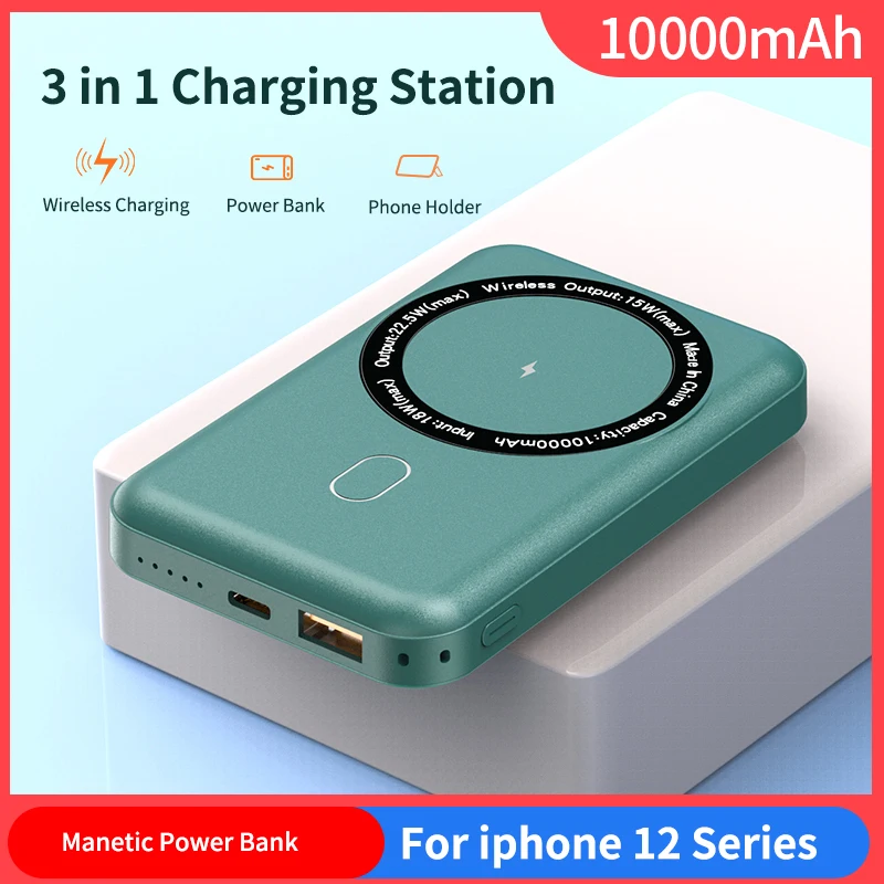 Banco de energ&iacute;a magn&eacute;tico de 10000mAh con 20W PD, cargador de bater&iacute;a externo port&aacute;til de carga r&aacute;pida para iPhone 12 13 Pro Max-0