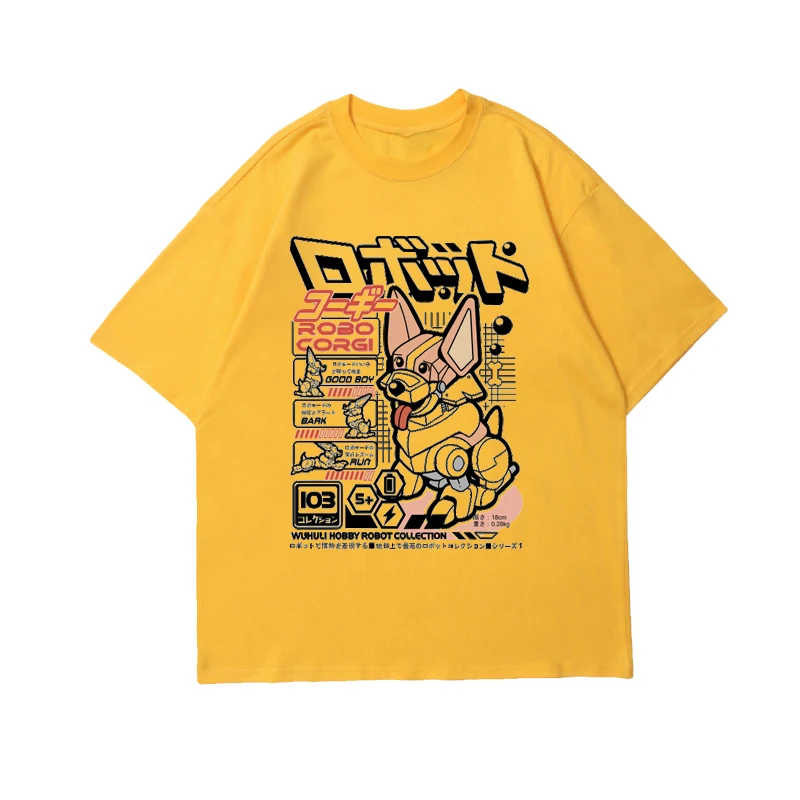 

Corgi T Shirt Unisex Kawaii Summer Dog Top Tee Casual Harajuku Streetwear O-Neck T-shirt Vintage Cartoon Oversized T-shirt