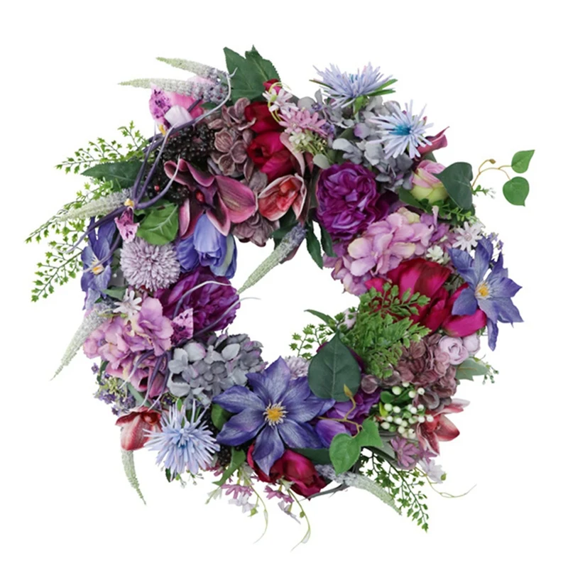 

Provence Wreath Artificial Spring Wreath for Front Door Wedding Wall Window Indoors Party Farmhouse Home Decor