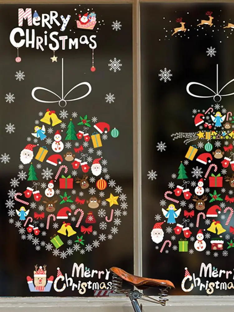 

Christmas Decoration Wall Stickers New Year Removable DIY Wall Art Decor For School Kindergarten Window Storefront Home Backgro