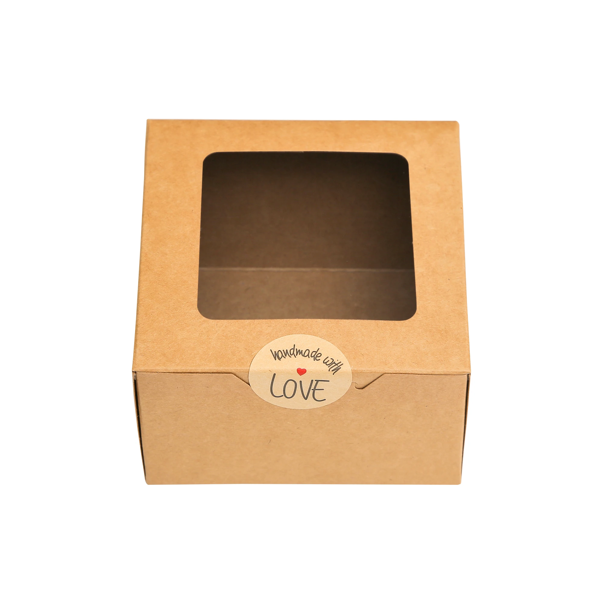 

4x4x2.5 Inches Brown Bakery Boxes with Window Cookie Boxes Kraft Paper Gift Boxes for Pastries, Small Cakes Cupcake Boxes