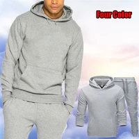 fashion mens solid color sportswear two piece mens pullover hoodie and stylish trousers outdoor mens casual jogger suit sets