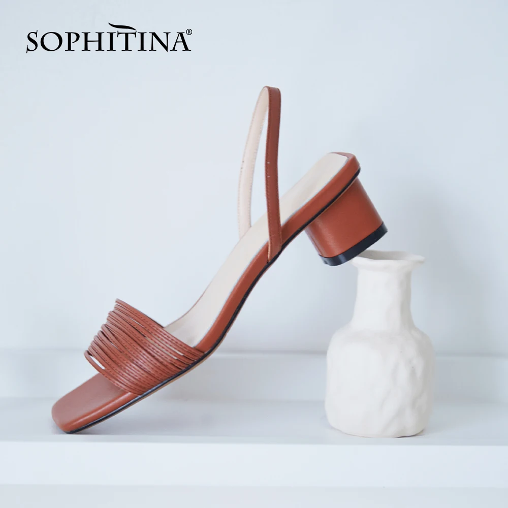 Сандалии SOPHITINA женские на низком каблуке выразительные босоножки с квадратным