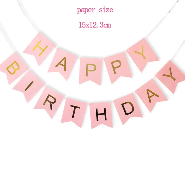 

1st Happy Birthday Decoration Set Paper Flower Pom Poms Banner Star Balloon Supplies for Baby Girls Boys Party Kit