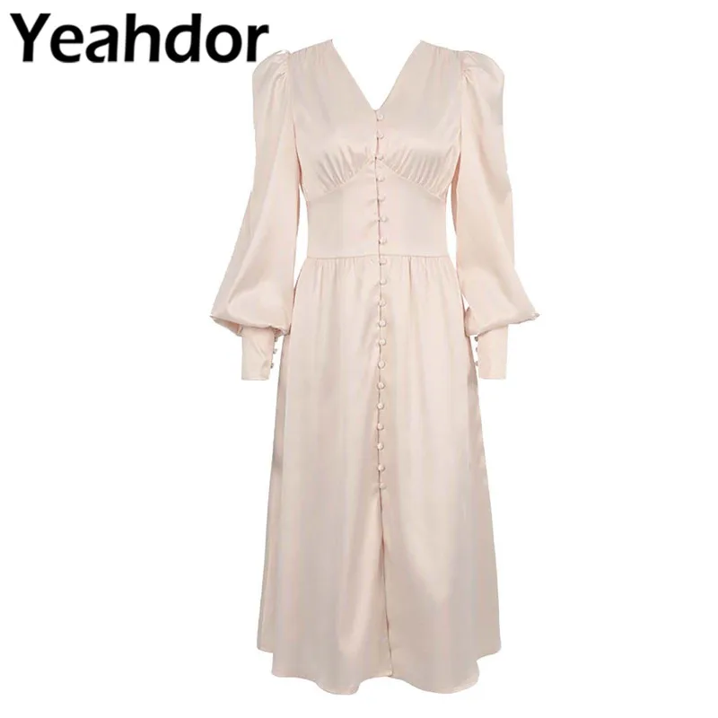 

Атласные Выпускные платья 2021 женское длинное платье с рукавами-фонариками элегантные платья с высокой талией для женщин женское вечернее п...