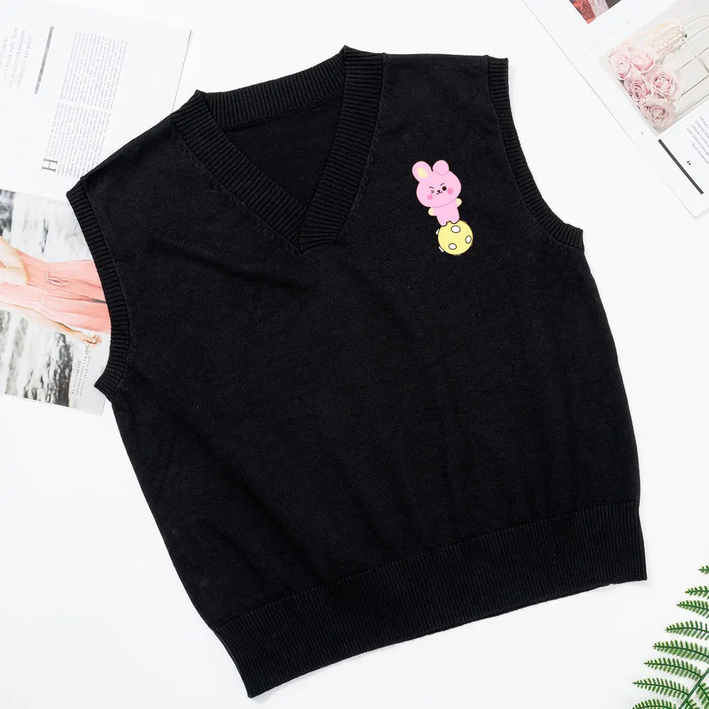 

Cosplay Costume 2021 Clothes Man Woman Sweater V-neck Vest Bangtan Black Costumes Chimmy Cooky Shooky RJ Koya Mang