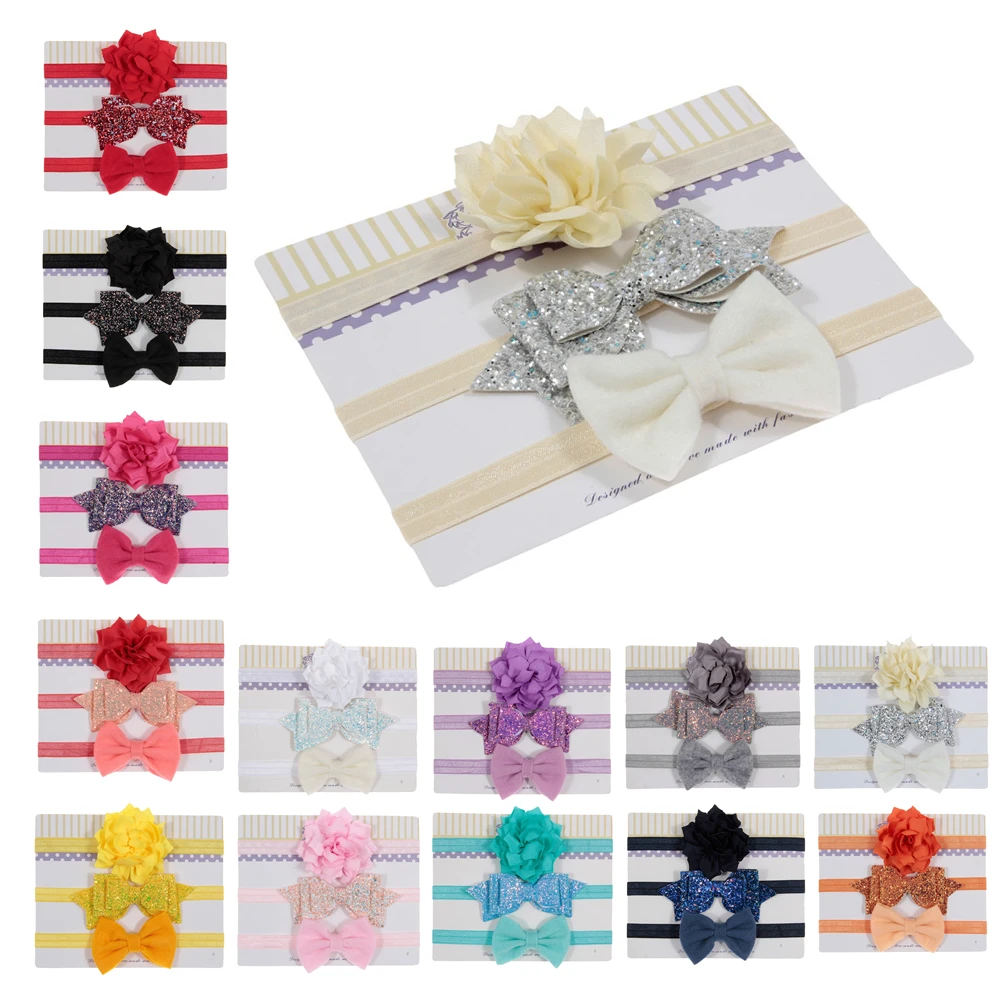 

3Pcs/Set Kid Headdress Lotus Sequins Bow Knot Hair Band Photography Props Birthday Party Decoration Headwear Gifts