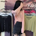 Кардиган женский Y2K, летний, однотонный, с V-образным вырезом