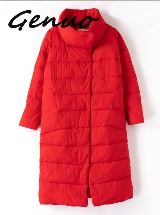 Женская длинная куртка с хлопковой подкладкой элегантная однотонная парка